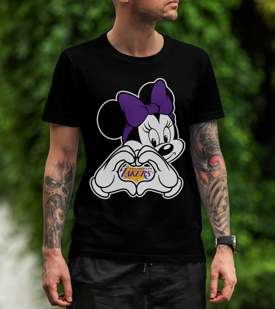 Los Angeles Lakers Minnie Mouse Heart Hands T-Shirt