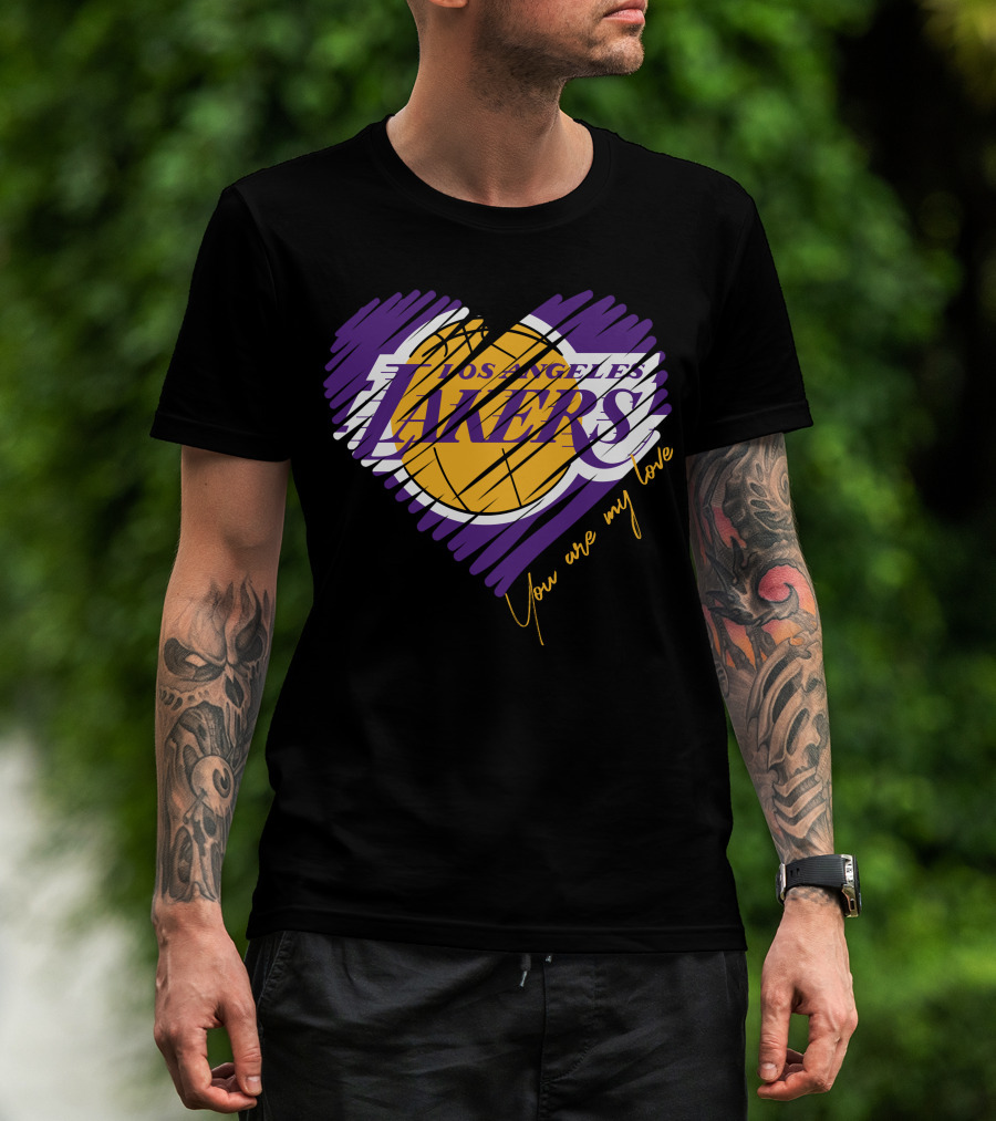 Los Angeles Lakers You Are My Love Heart Basketball T-Shirt