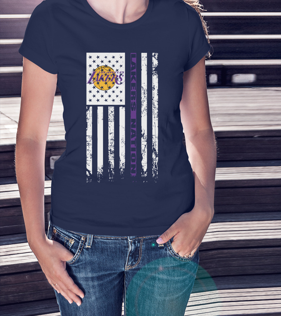 Los Angeles Lakers Nation Flag Stars Stripes T-Shirt