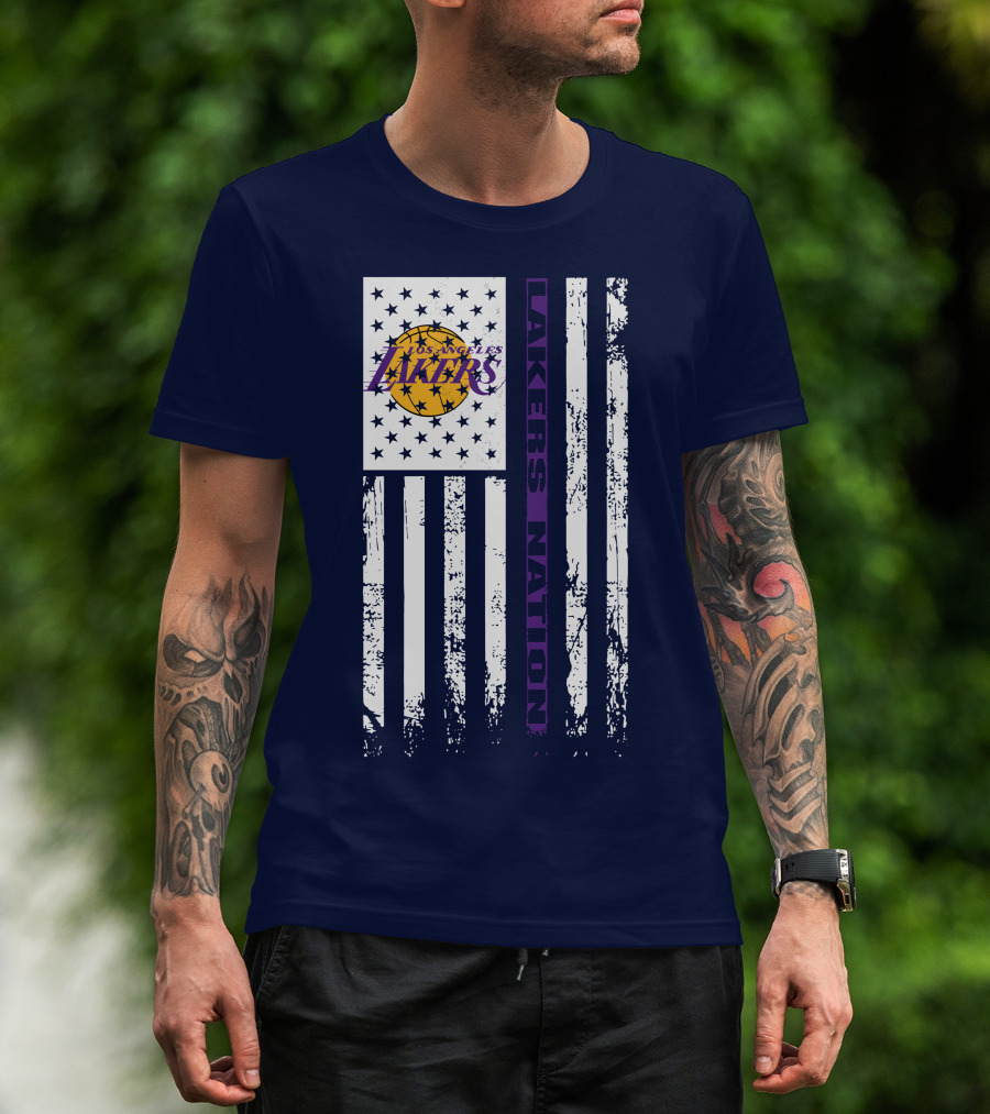 Los Angeles Lakers Nation Flag Stars Stripes T-Shirt