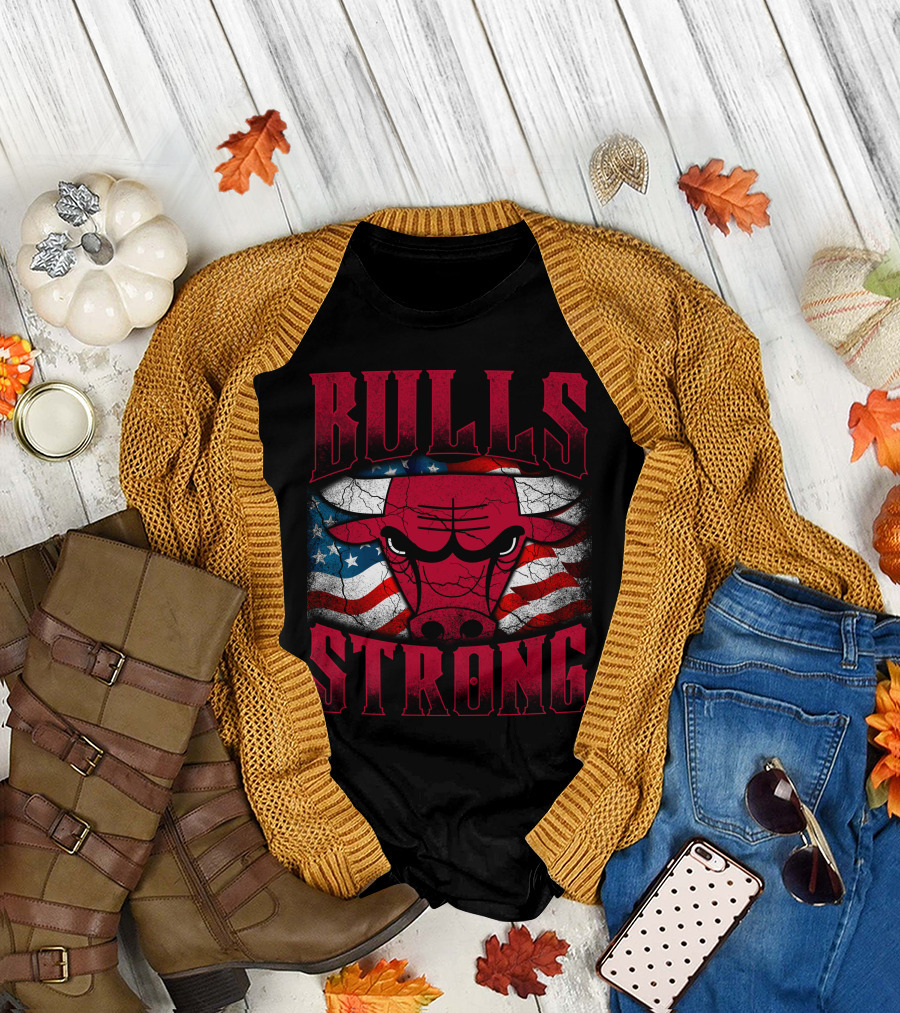 Bulls Strong American Flag Chicago Bulls T-Shirt