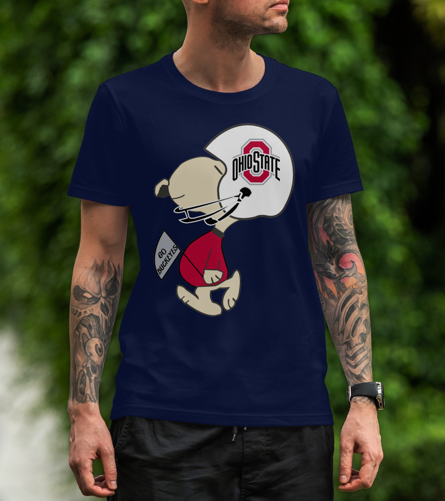 Go Buckeyes Ohio State Buckeyes Peanuts Character Football Helmet T-Shirt