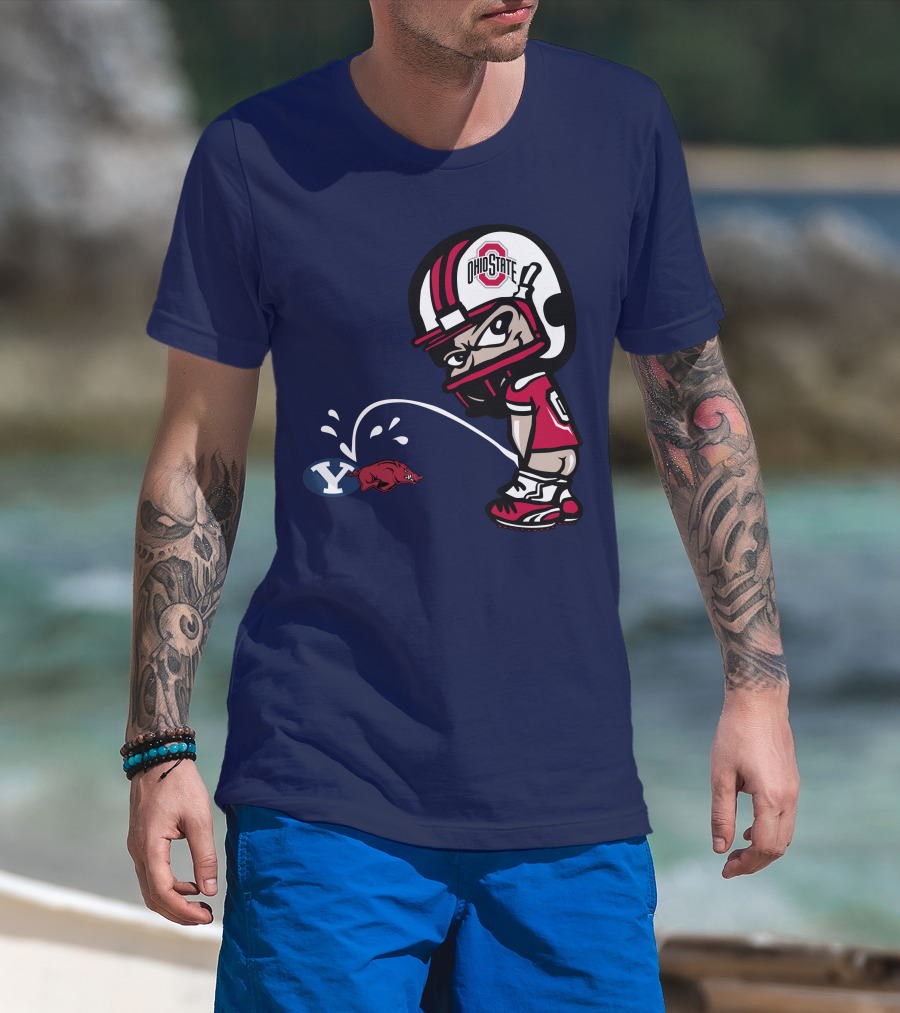Ohio State Buckeyes Mascot Helmet Arkansas Razorbacks Byu Football Rivalry T-Shirt