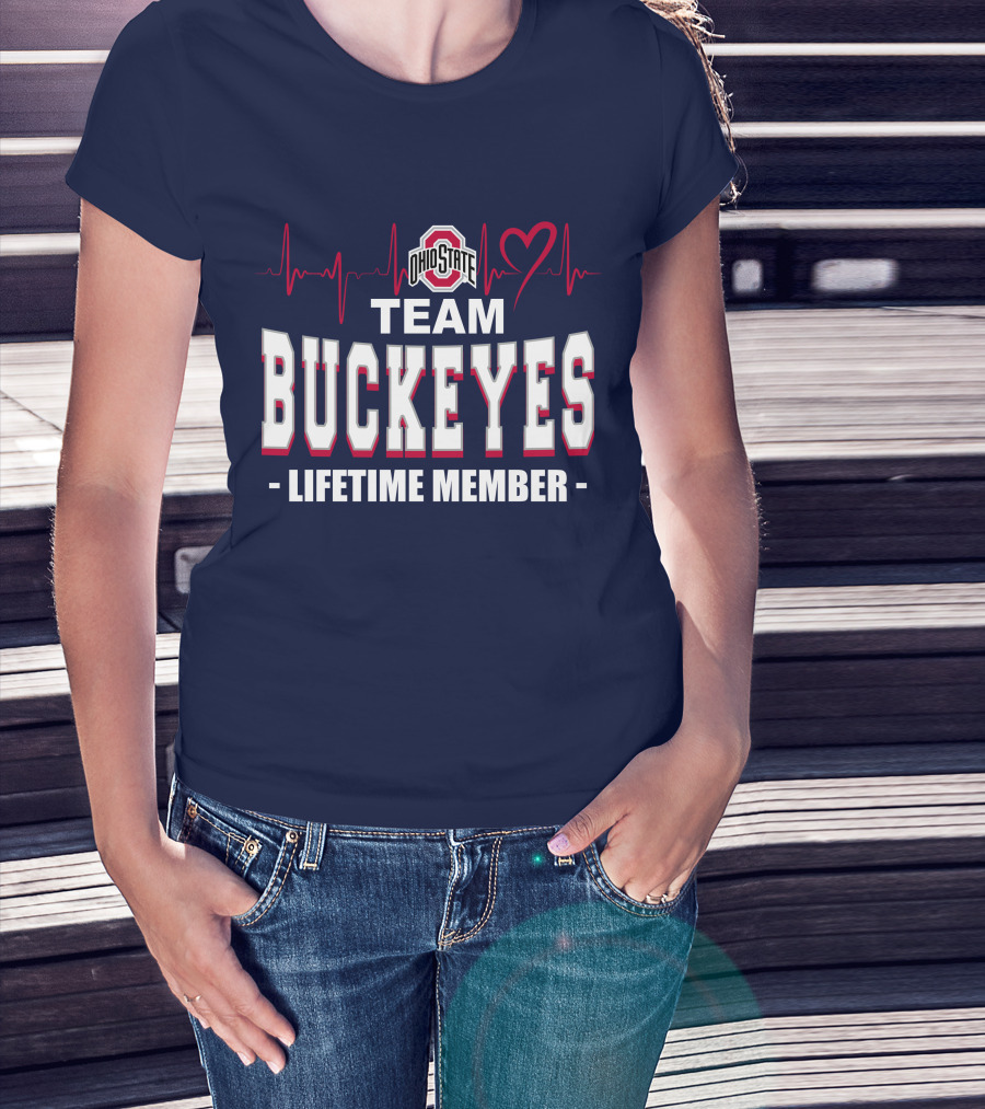 Ohio State Team Buckeyes Lifetime Member Heartbeat T-Shirt