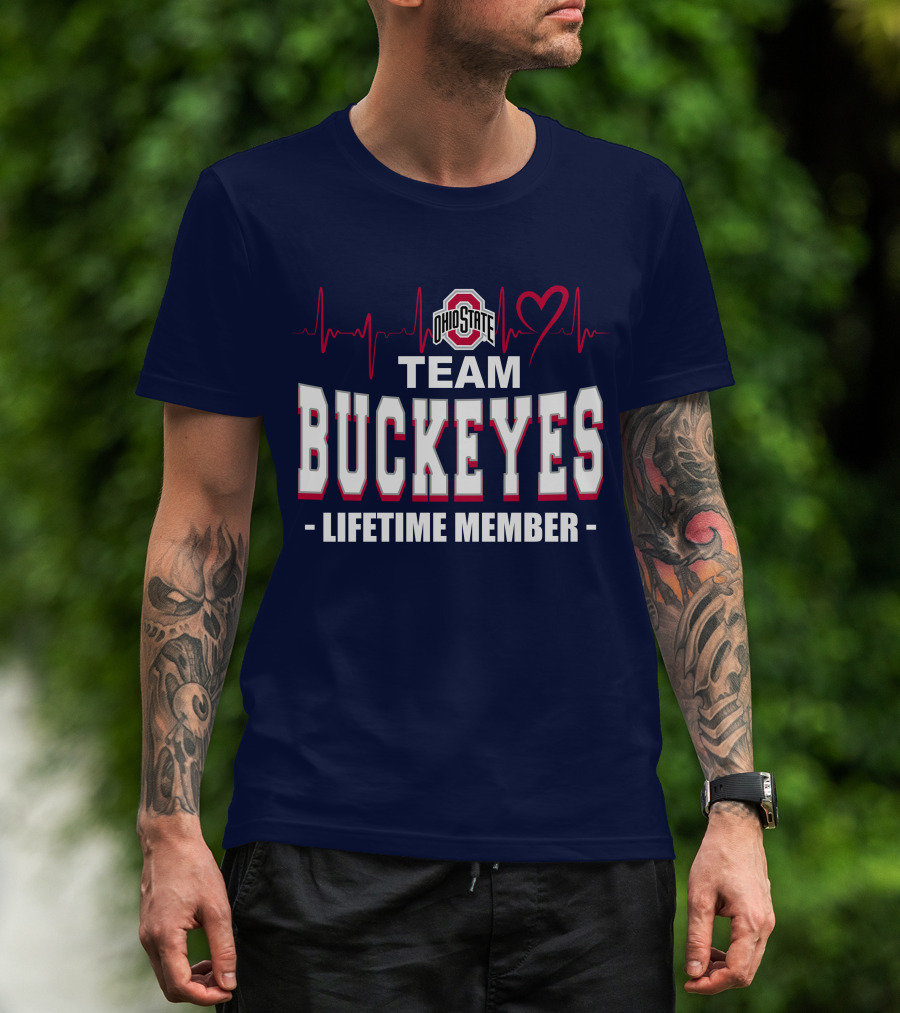 Ohio State Team Buckeyes Lifetime Member Heartbeat T-Shirt