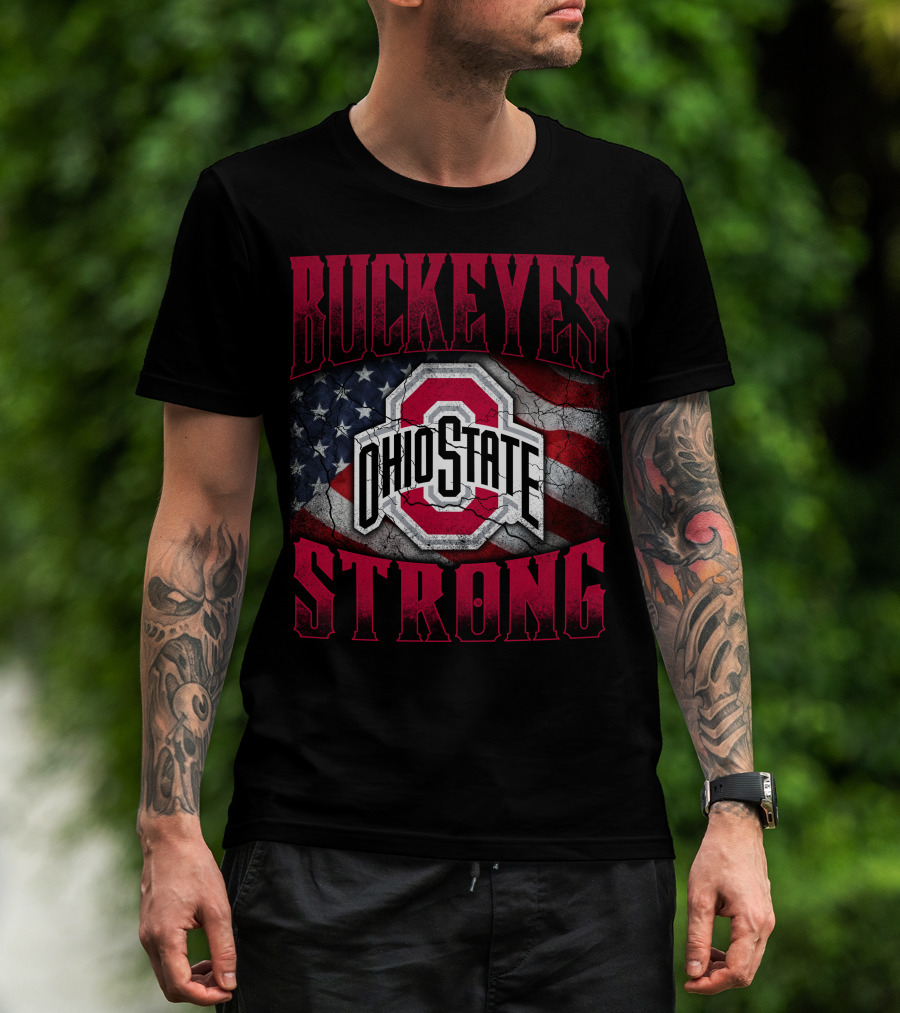 Buckeyes Strong Ohio State American Flag T-Shirt