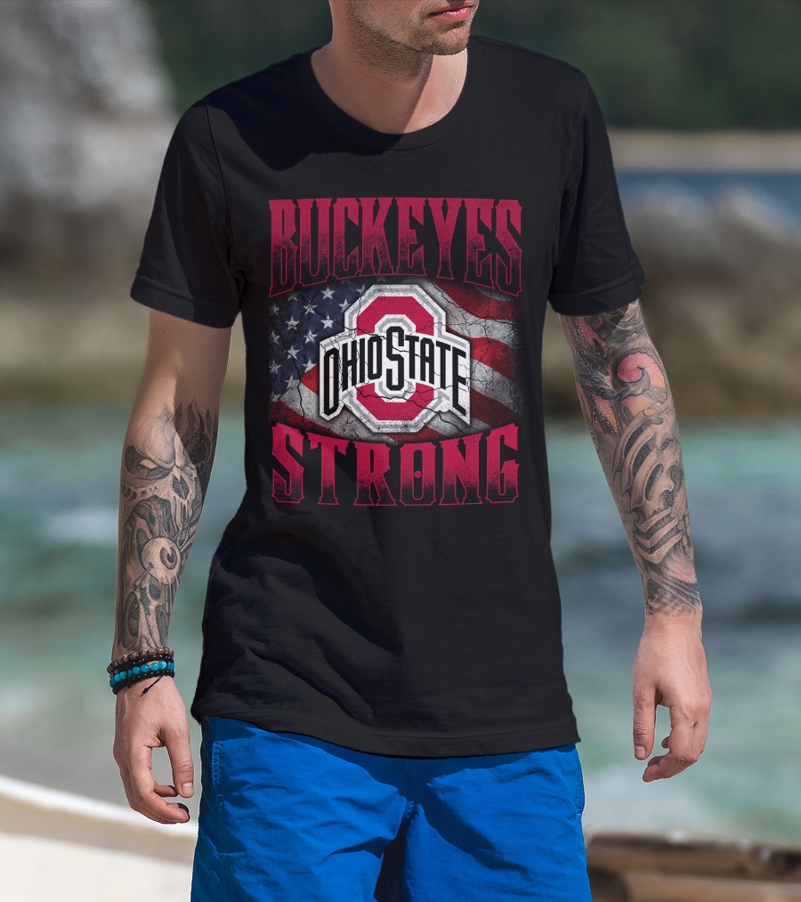 Buckeyes Strong Ohio State American Flag T-Shirt