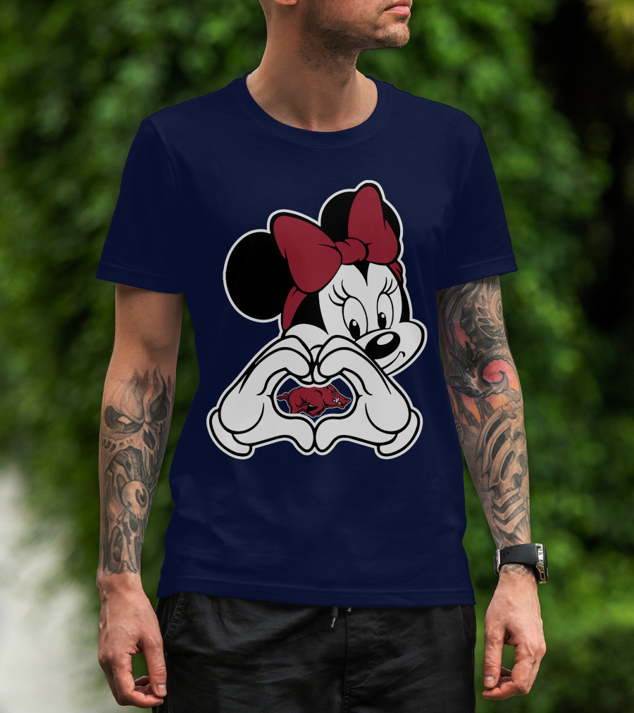 Arkansas Razorbacks Mickey Mouse Heart Hands T-Shirt