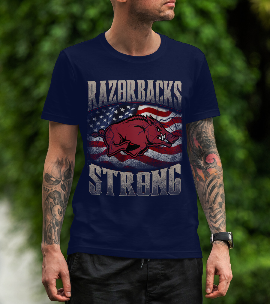 Razorbacks Strong American Flag T-Shirt