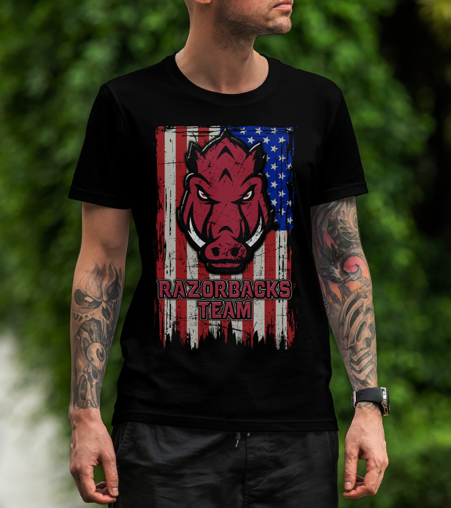 Razorbacks Team Arkansas Flag T-Shirt
