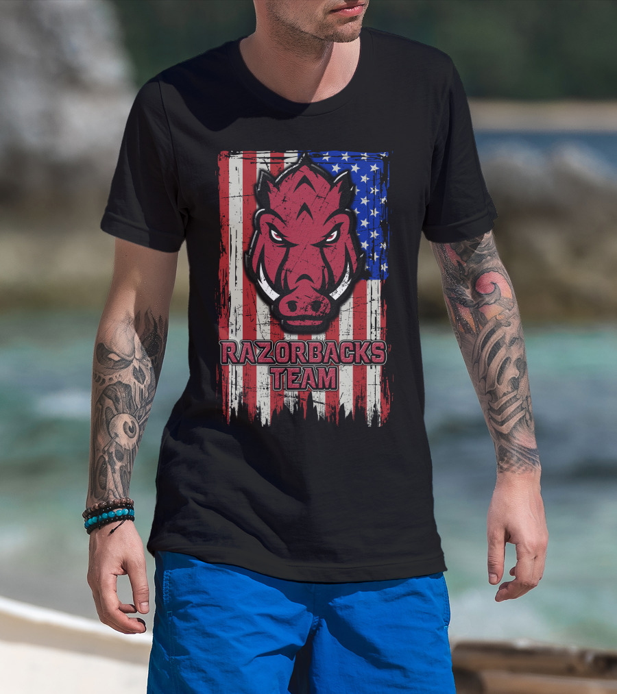 Razorbacks Team Arkansas Flag T-Shirt