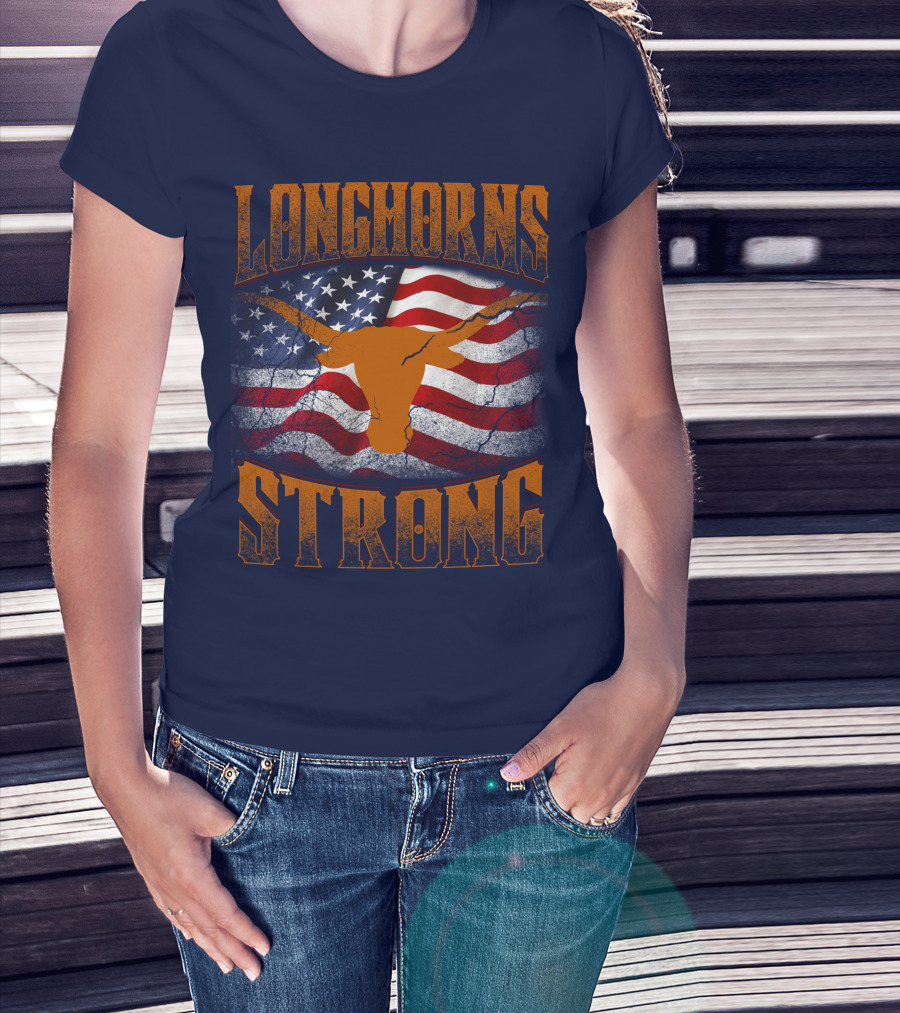Longhorns Strong American Flag T-Shirt