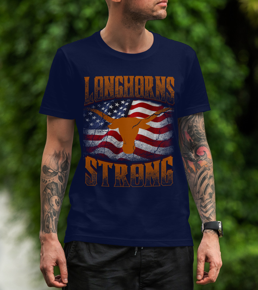 Longhorns Strong American Flag T-Shirt