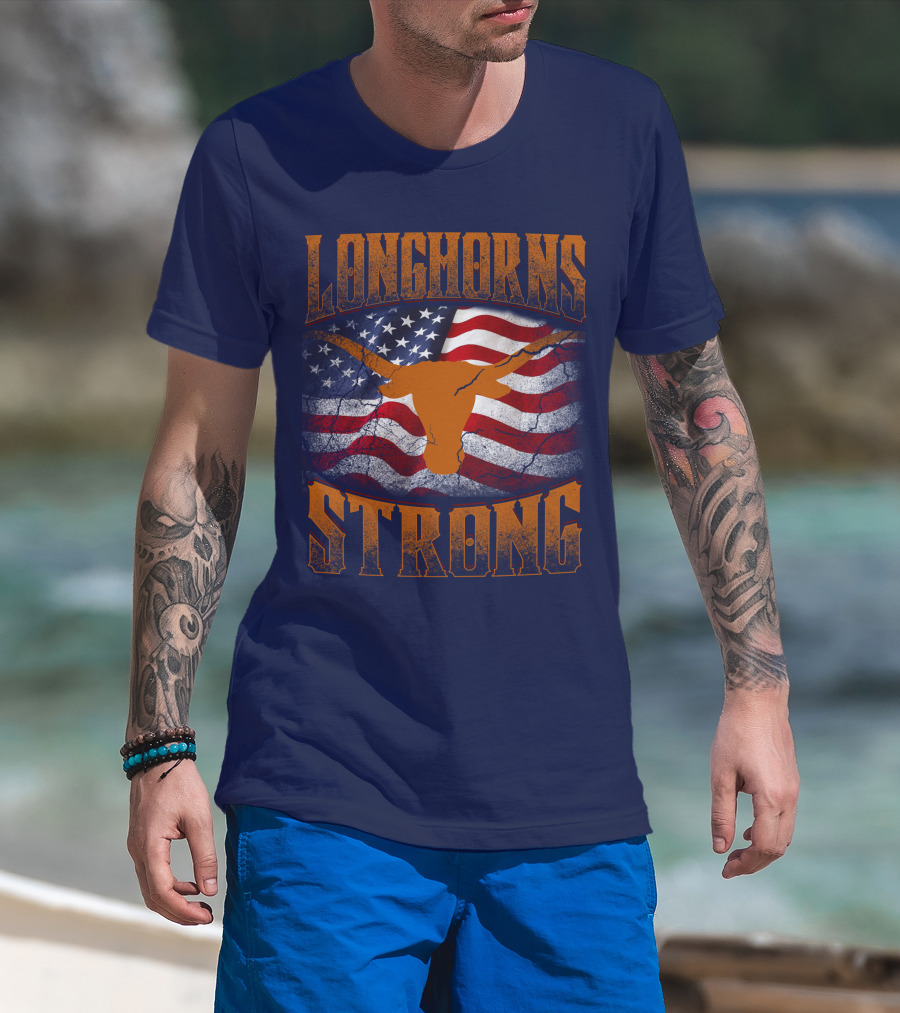 Longhorns Strong American Flag T-Shirt