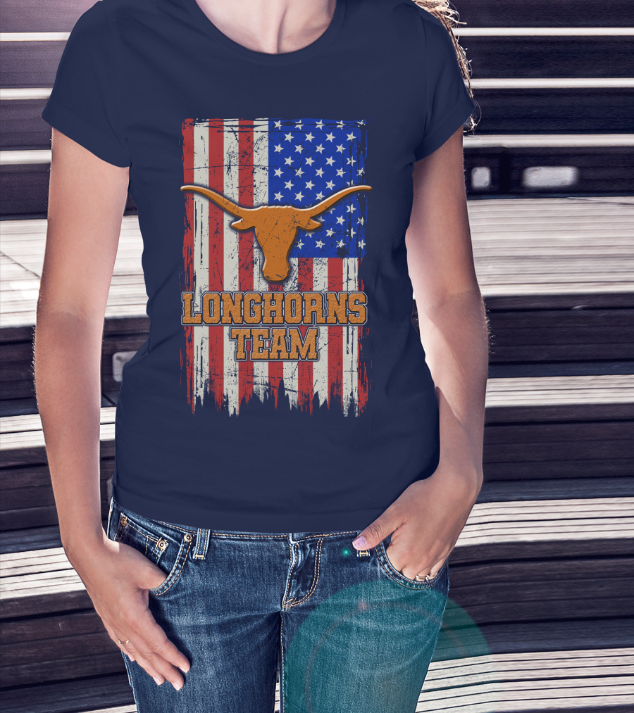 Longhorns Team American Flag T-Shirt