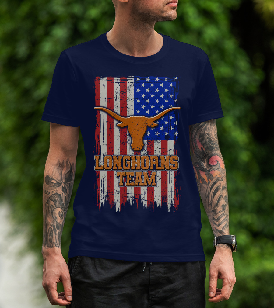 Longhorns Team American Flag T-Shirt