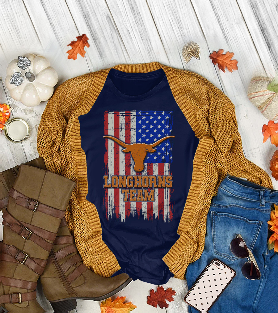 Longhorns Team American Flag T-Shirt