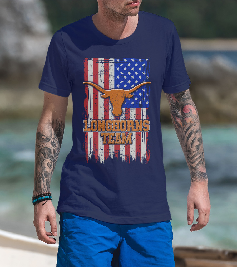 Longhorns Team American Flag T-Shirt