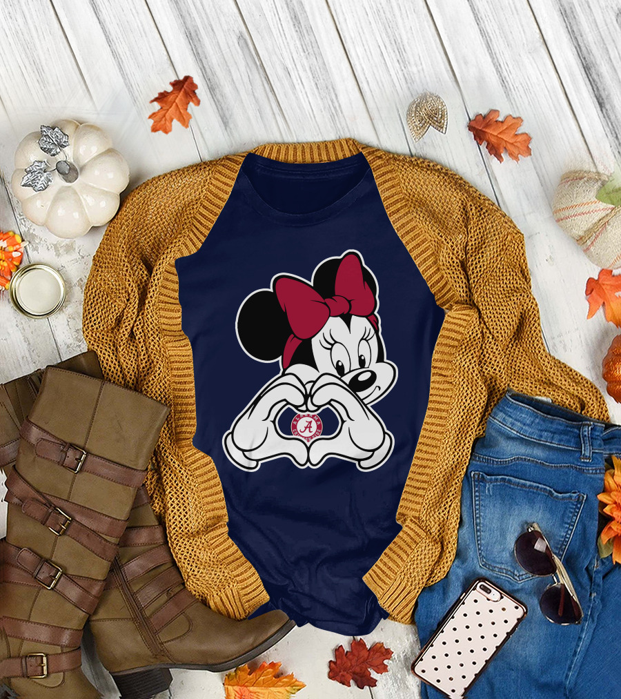 Alabama Crimson Tide Minnie Heart Hands T-Shirt