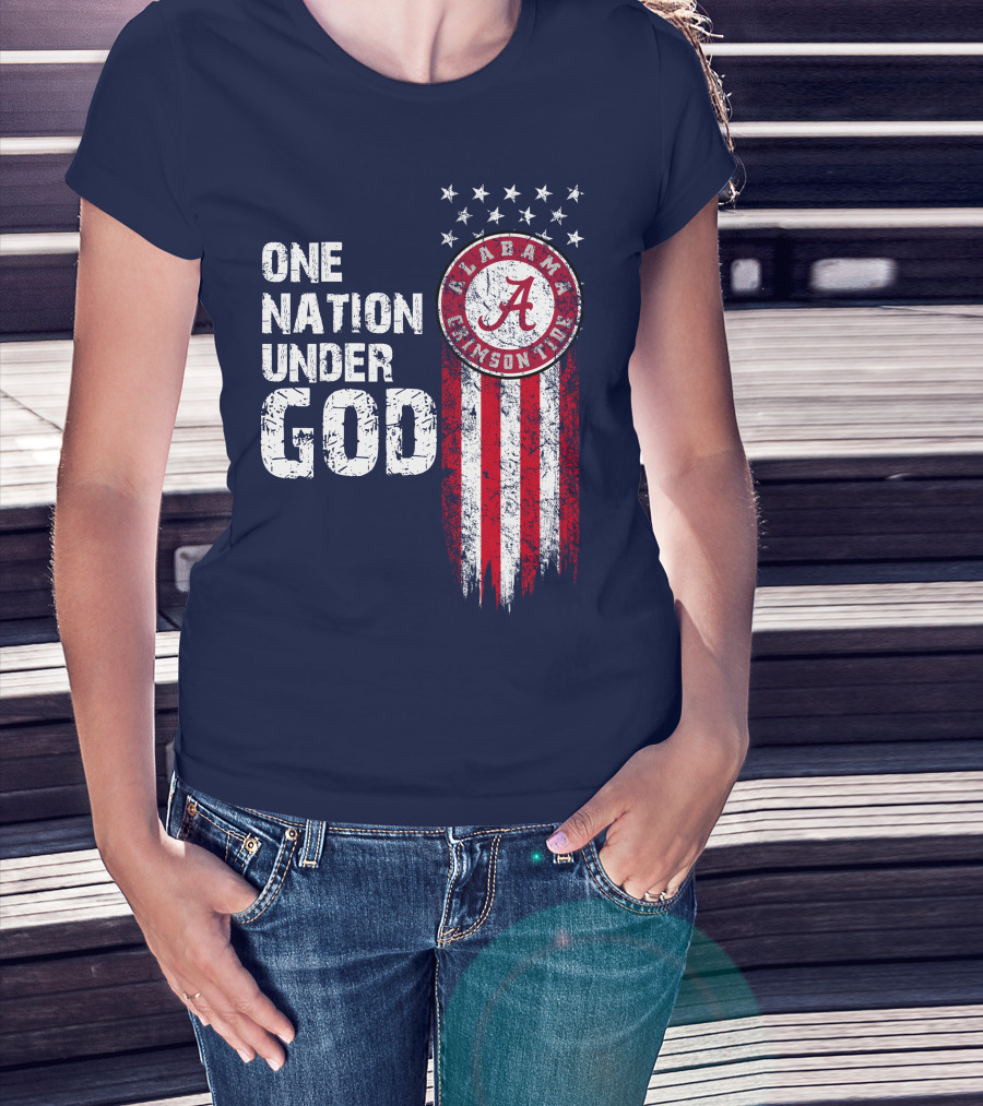 One Nation Under God Alabama Crimson Tide Stars And Stripes T-Shirt