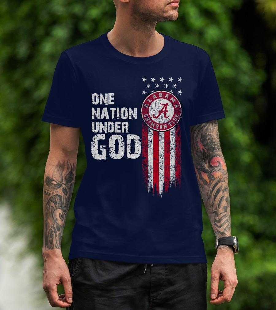 One Nation Under God Alabama Crimson Tide Stars And Stripes T-Shirt
