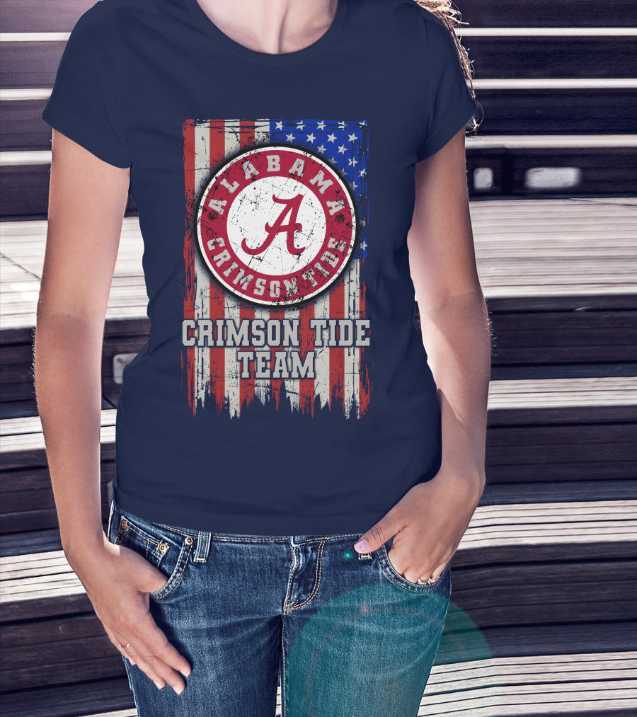 Alabama Crimson Tide Team Flag Usa T-Shirt