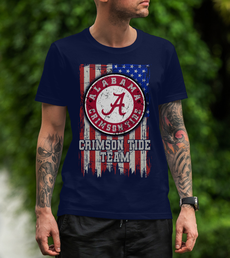 Alabama Crimson Tide Team Flag Usa T-Shirt