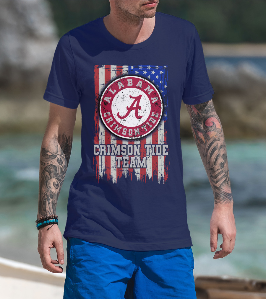Alabama Crimson Tide Team Flag Usa T-Shirt