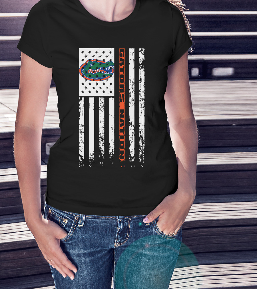 Gators Nation Florida Gators American Flag T-Shirt