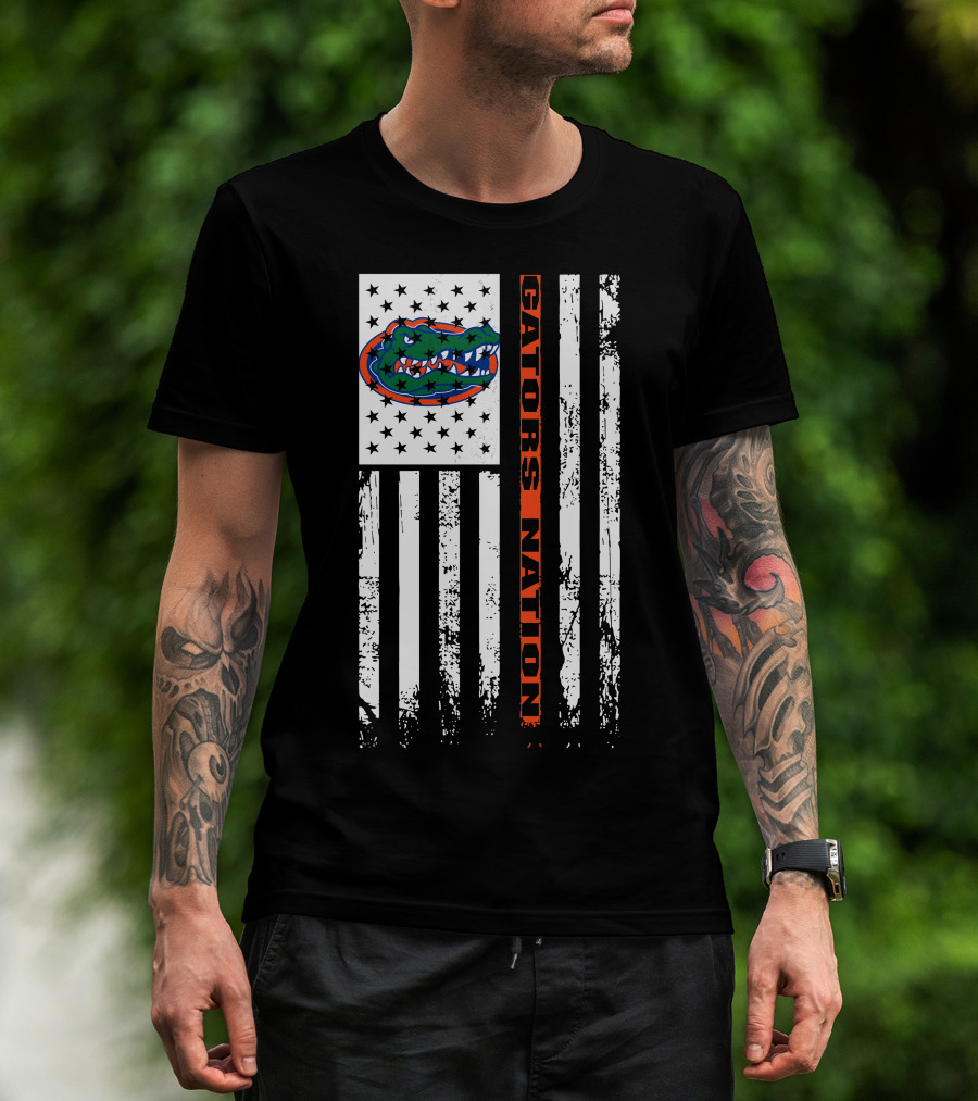 Gators Nation Florida Gators American Flag T-Shirt