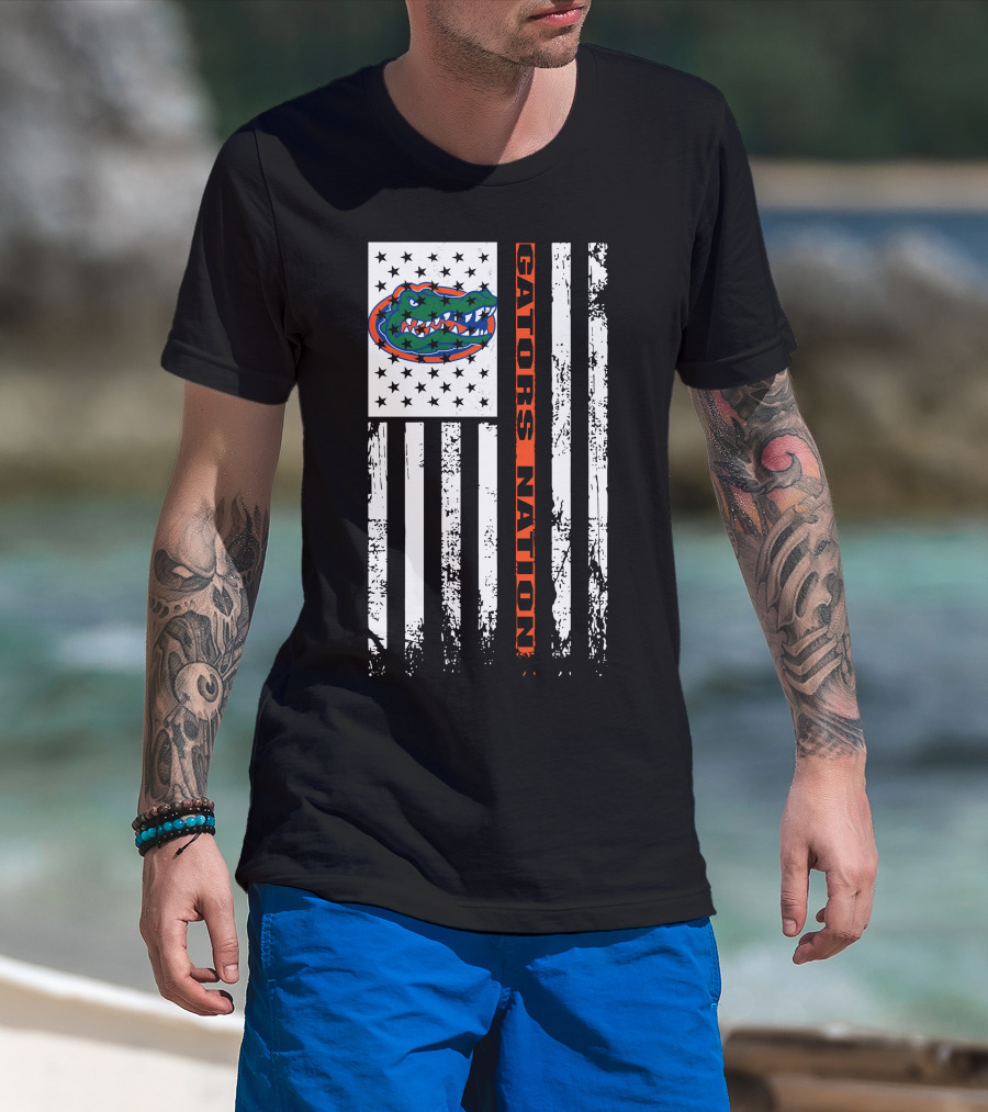 Gators Nation Florida Gators American Flag T-Shirt
