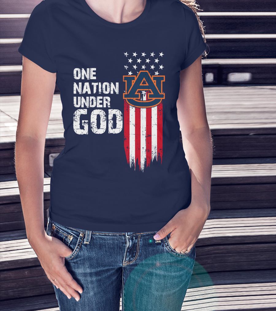 One Nation Under God Auburn Tigers Logo Stars And Stripes T-Shirt