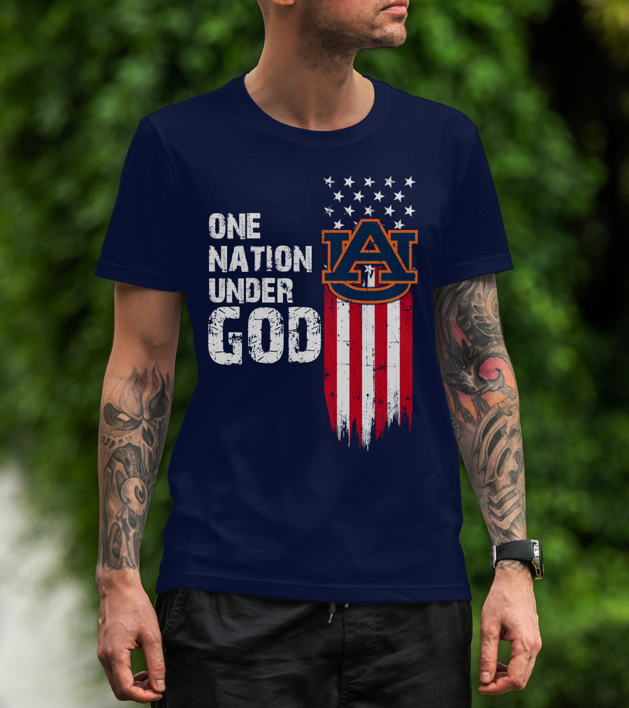 One Nation Under God Auburn Tigers Logo Stars And Stripes T-Shirt