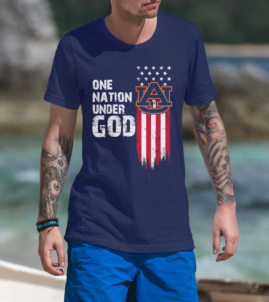 One Nation Under God Auburn Tigers Logo Stars And Stripes T-Shirt