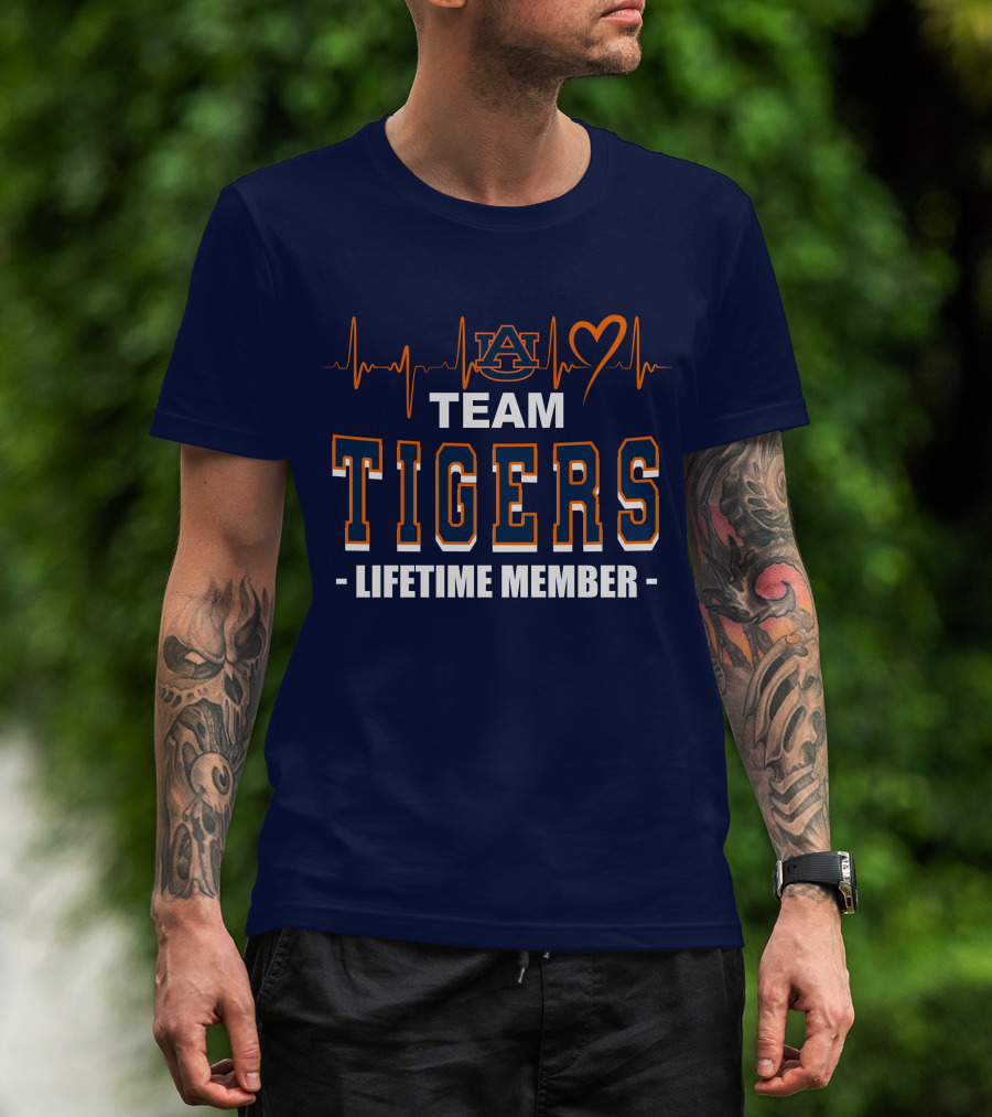 Team Tigers Lifetime Member Auburn Heartbeat T-Shirt