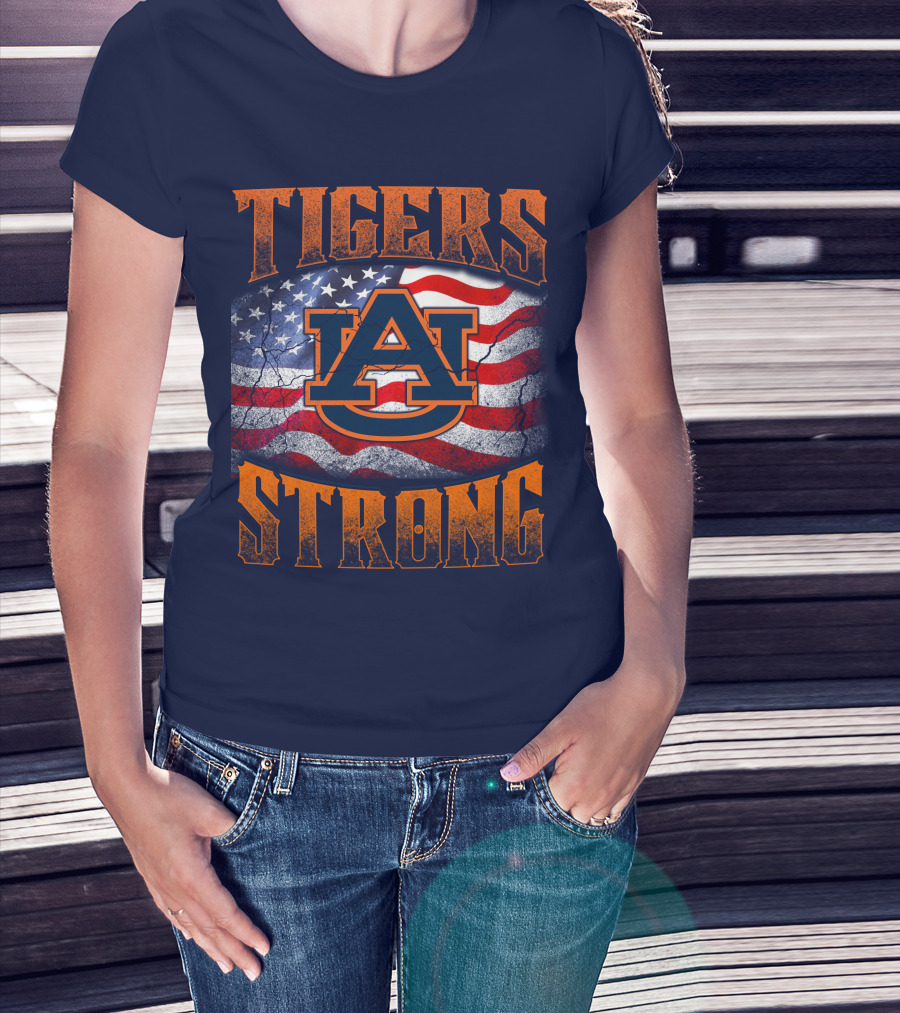 Auburn Tigers Strong American Flag T-Shirt