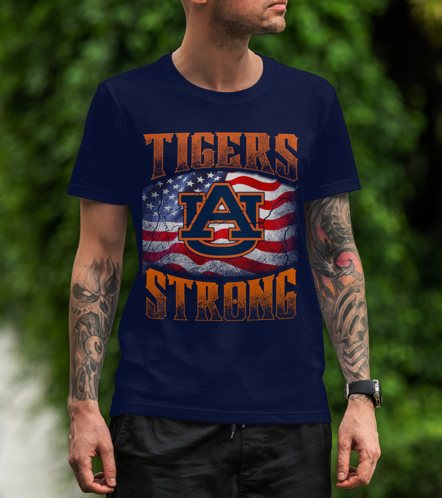 Auburn Tigers Strong American Flag T-Shirt