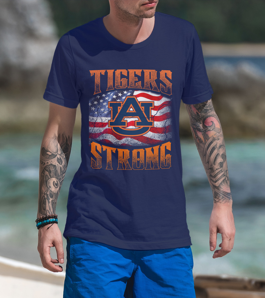 Auburn Tigers Strong American Flag T-Shirt