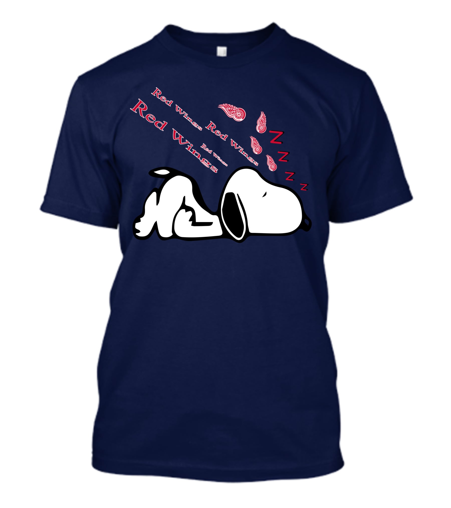 Red Wings Detroit Peanuts Snoopy Sleeping Hockey Team T-Shirt