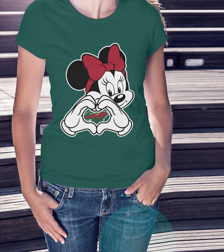 Minnie Heart Minnesota Wild Logo T-Shirt