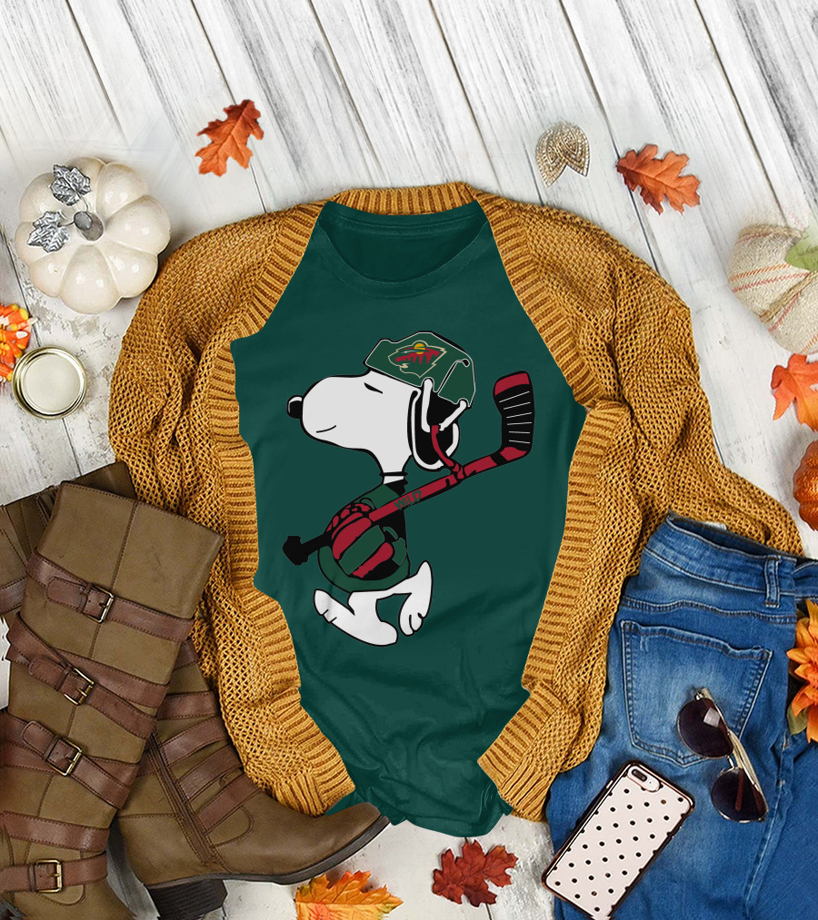 Snoopy Minnesota Wild Hockey Nhl Team Spirit T-Shirt