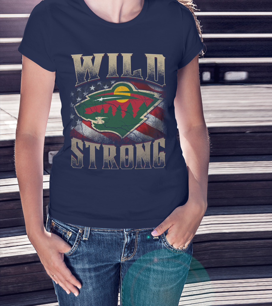 Wild Strong Minnesota Wild Logo American Flag T-Shirt