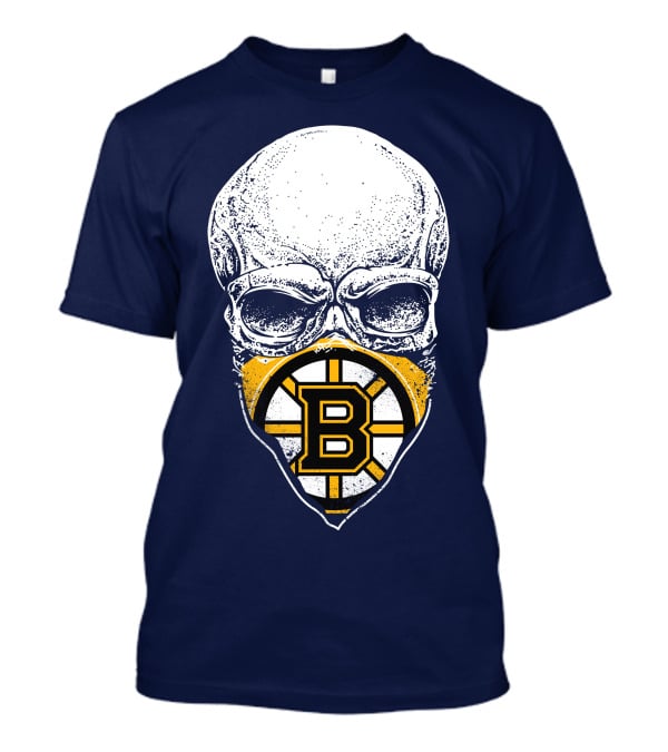 Boston Bruins Hockey Skull Logo Mashup T-Shirt