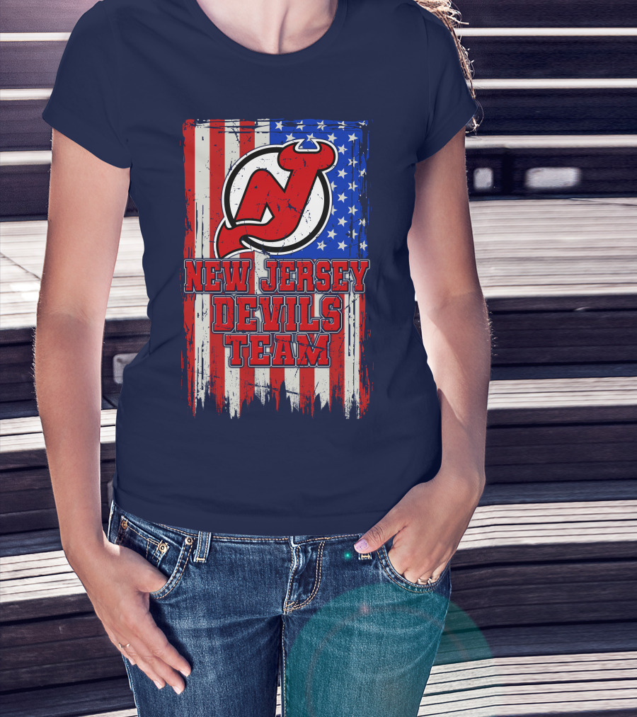 New Jersey Devils Team American Flag T-Shirt
