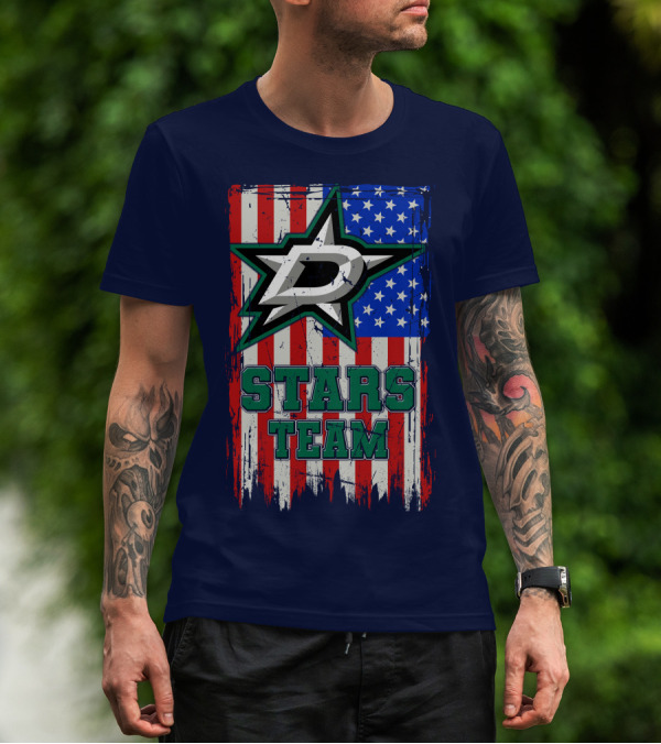 Stars Team Dallas American Flag T-Shirt