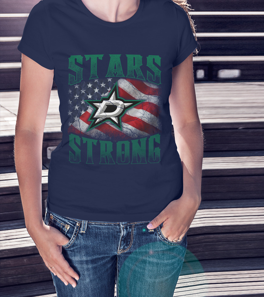 Dallas Stars Strong Usa Flag T-Shirt