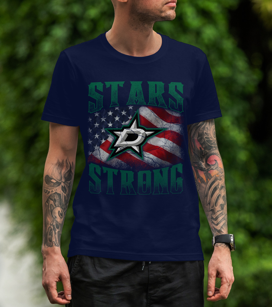 Dallas Stars Strong Usa Flag T-Shirt