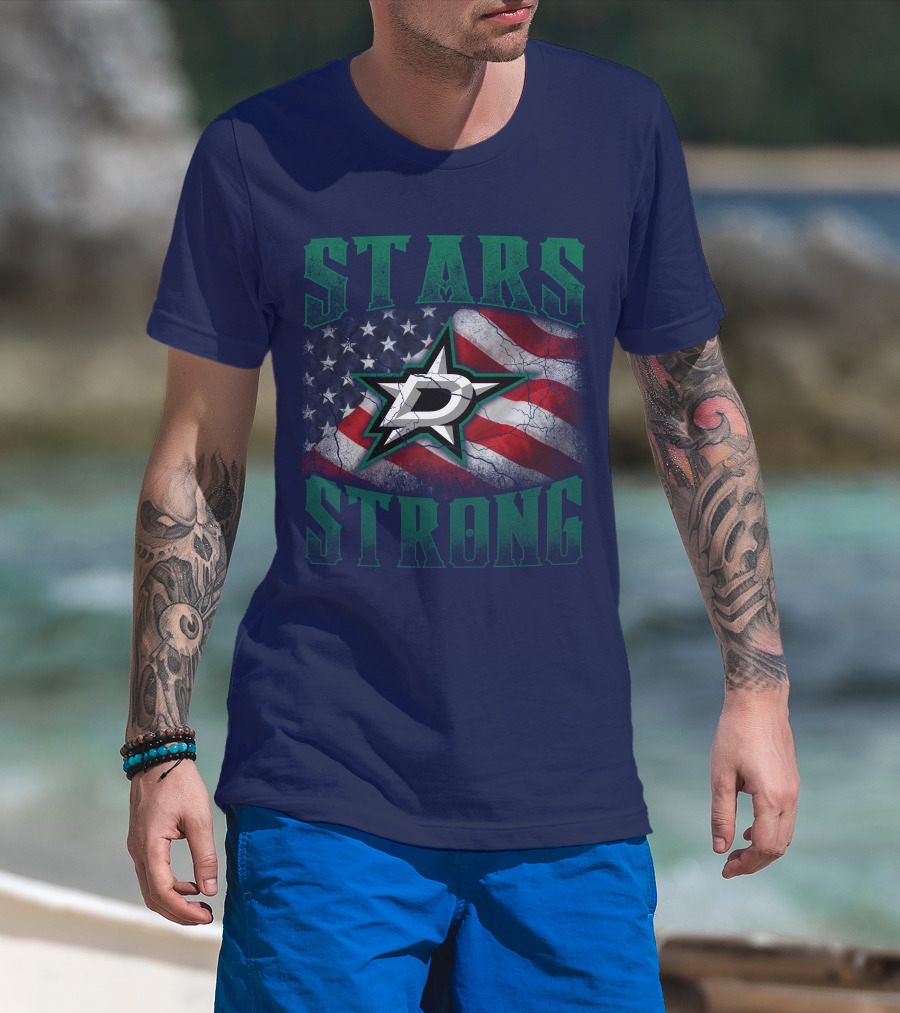Dallas Stars Strong Usa Flag T-Shirt