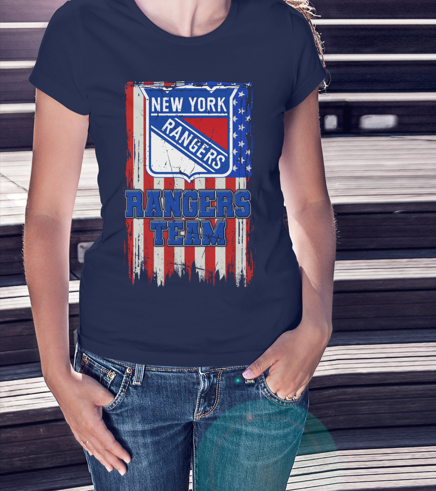 New York Rangers Team American Flag Style T-Shirt