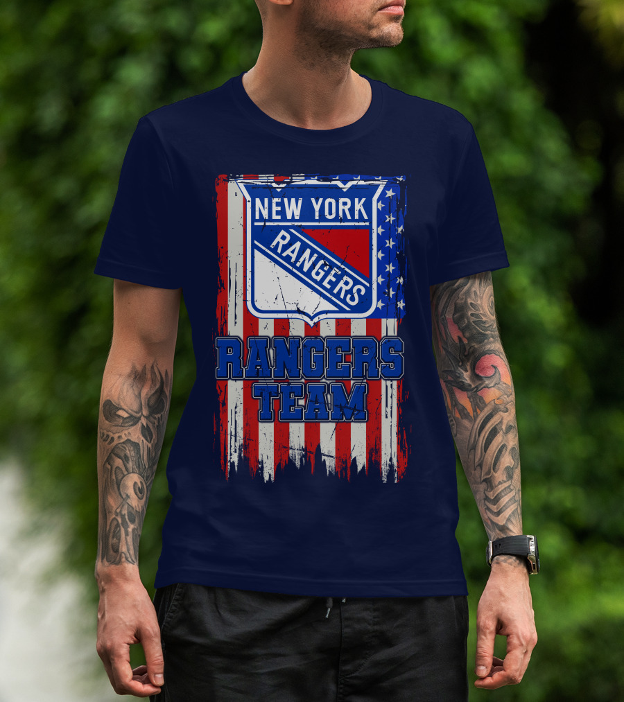 New York Rangers Team American Flag Style T-Shirt